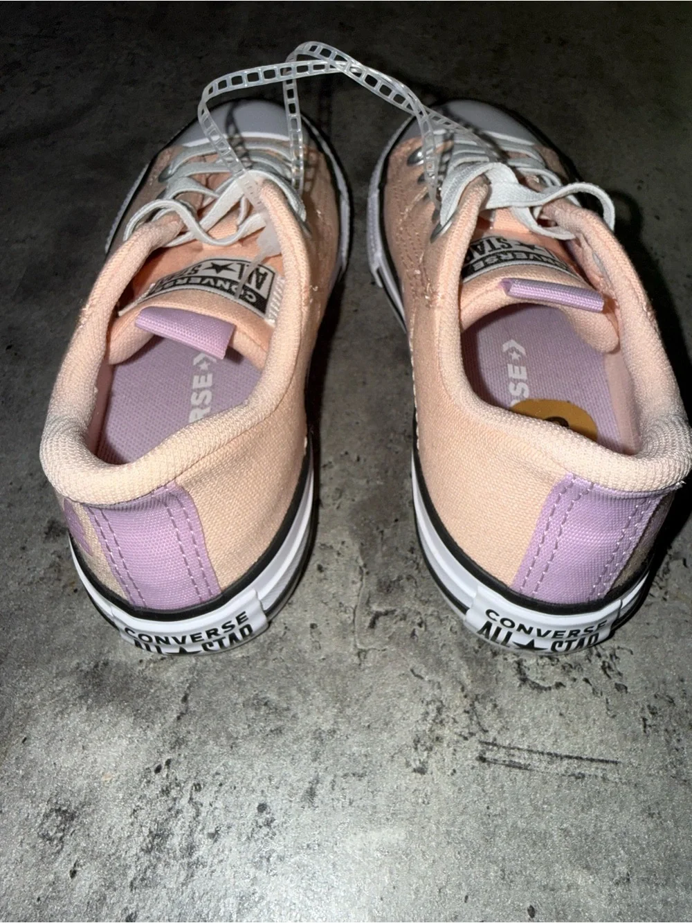 Converse Low Top Sneakers in Peach and Lavender Insole